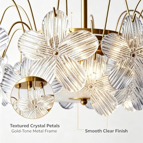Lámpara de techo de flores de cristal de 45cm para comedor y hogar 7