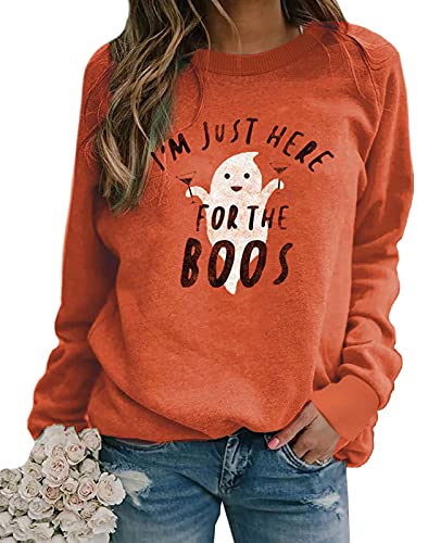 Neyaolk Pumpkin-Sweatshirt Halloween Crewneck Shirt - Cats Graphic Printed Long Sleeve Loose Pullover Top