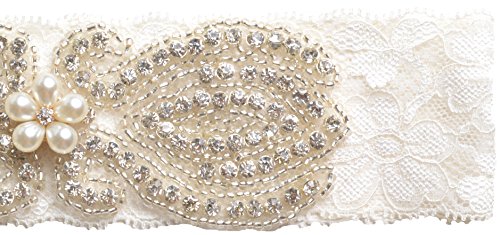 Wishprom Rhinestones Lace Wedding Bridal Garter Belt Set, Ivory #TOP1