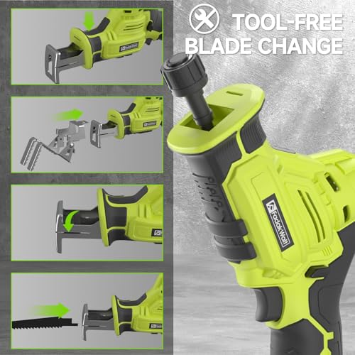 Cordless Reciprocating Saw, 2700RPM Variable Speed with Tool-Free Blade Change, 2 x 2.0Ah Batteries, 4 Blades for Wood/Metal Cutting, Compact & Lightweight with LED Light(Not Included Fast Charger 3 Cordless Reciprocating Saw, 2700RPM Variable Speed with Tool-Free Blade Change, 2 x 2.0Ah Batteries, 4 Blades for Wood/Metal Cutting, Compact & Lightweight with LED Light(Not Included Fast Charger - Image 3