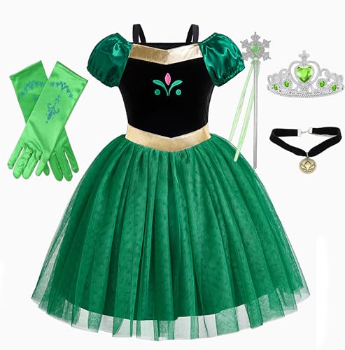 ToLaFio Anna Costume for Girls Anna Frozen Dress Halloween Fancy Party Dress Princess Dress Up for Little Girl