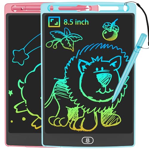 JOEAIS Tableta De Escritura LCD 2 Pack, 8,5 Pulgadas Tablet Dibujo Digital, Juguetes De Aprendizaje De Tablero De Garabatos Y Dibujos, NiñOs Y NiñAs (Rosa + Azul)