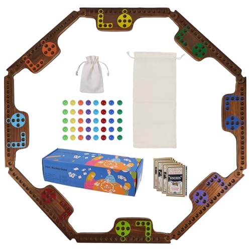 Portable Multiplayer Game Vintage Colors Wooden Jokers and Marbles Board