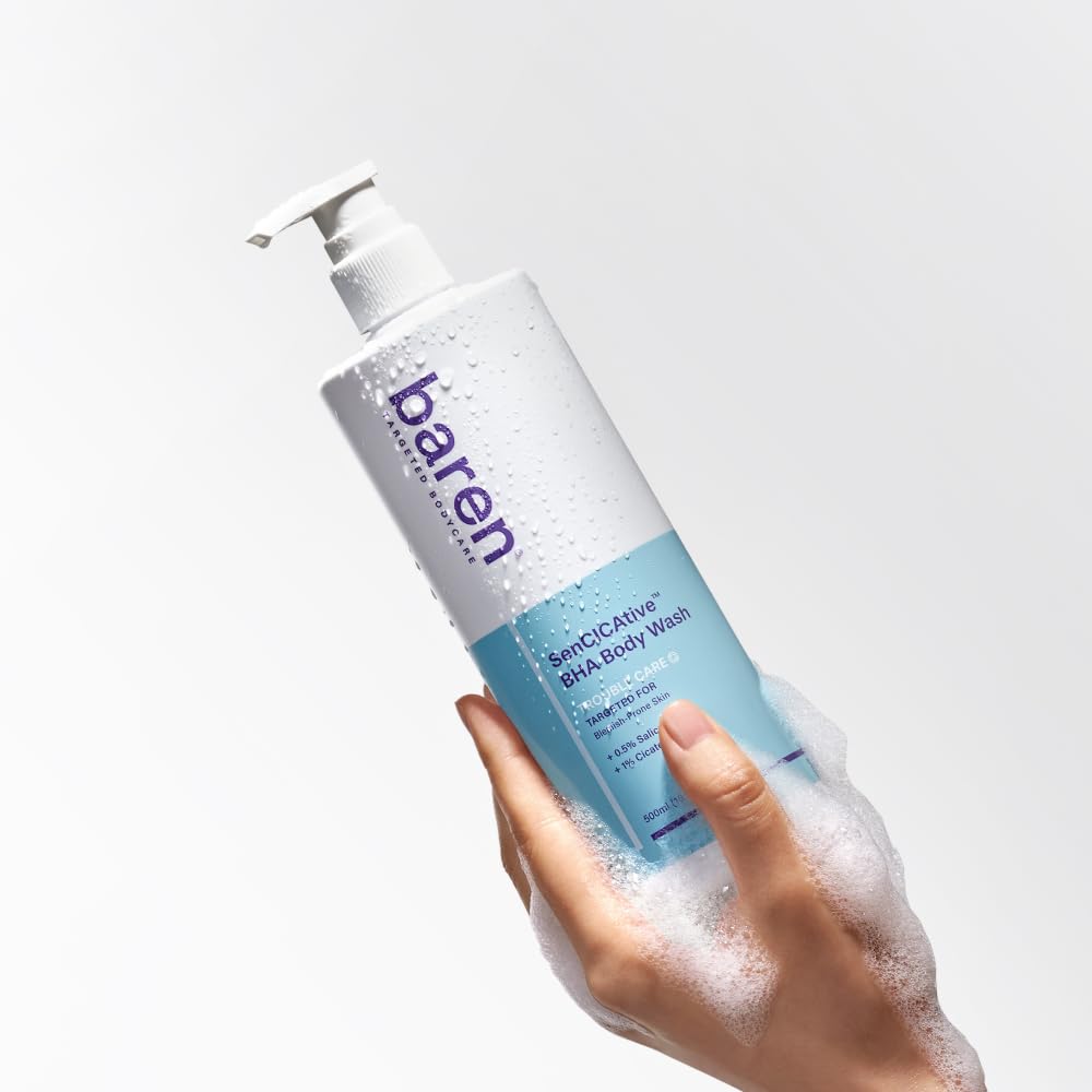 Baren Body Wash with Salicylic Acid – Gentle Exfoliating Cleanser for Sensitive Skin, Hydrating and pH-Balanced, Sulfate and Paraben Free, Korean Skin Care 16.9 fl oz