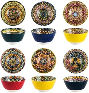 Henten Home Miska na zupę, 6 sztuk kolorowych misek ceramicznych - 360 ml, miska deserowa do muesli | sałatki | zupy | płatki kukurydziane | śniadanie, zastawa stołowa w stylu czeskim - wielokolorowe