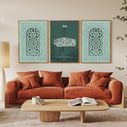 Image of ARTELLY Islamic Wall Painting for Wall Decoration, Living Room Bedroom Office Decor, Arabic Calligraphy Wall Poster Art Set of 3 (Art 5, 10 x13 inch)
