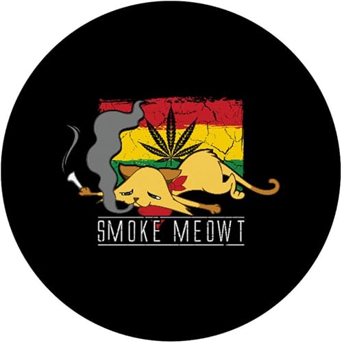 Miniatura 3 de Weed Smoking Cat Smoke Meowt THC CBD Marihuana Stoner Kitten PopSockets agarre y soporte para teléfonos y tabletas, Negro