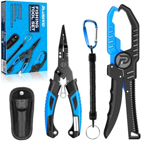Image of PLUSINNO Fishing Gear, Fishing Tools, Fishing Accessories, Corrosion Resistant Fishing Pliers Kit, Fishing Knife, Floating Fish Lip Gripper Fishing Gifts for Men, Gifts for Fishermen