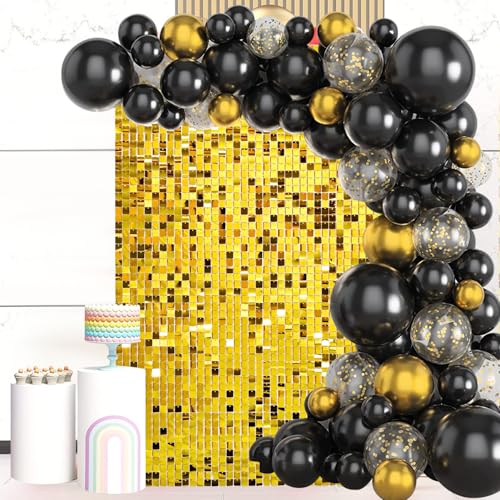 Image of Gold Shimmer Wall Backdrop, 24 Panels, 6x4 Ft Photo Backdrop | wedding backdrop birthday backdrop party decoration photo booth backdrop bridal shower baby shower event decoration