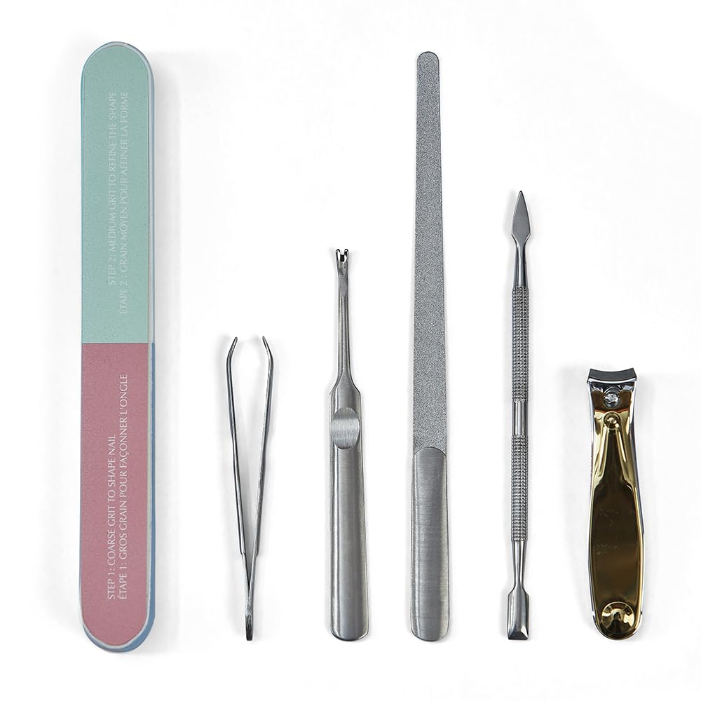 DISPA Spa Essentials Combo - Professional Manicure Set of 6 Stainless Steel Tweezer, Cuticle Cutter, Nail Filer, Nail Pusher, Nail Cutter & Nail Buffer | Men and Women Precision Tools for Grooming Kit COMBO-7 (NAIL CARE PERSONAL USE)-picture-37
