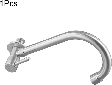 304 Stainless Steel Wall-Mounted Kitchen Sink Faucet with 360° Rotating Spout, Single Cold Water Tap for Modern Bathroom & Utility Room – Silver(S)