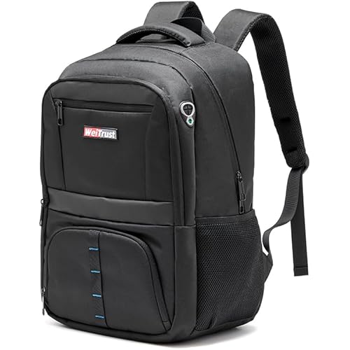 Large Laptop Backpack with USB Port, Waterproof Business Travel Backpack, Lightweight College School Bag for Men & Women, Black