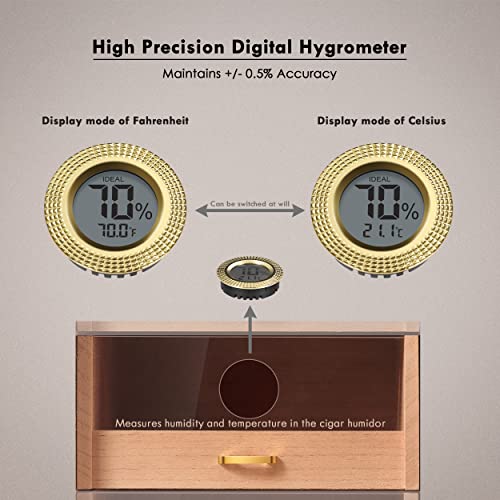 Primezone Handcrafted Cigar Humidor Box - Cedar Wood Cigar Box For 100 To 150 Cigars With Digital Hygrometer, 3 Drawers & 2 Crystal Gel Humidifiers, Cigar Gift For Men, Cigar Aficionados & Father #TOP4