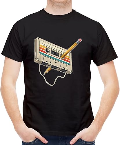 Camiseta de manga corta con cuello redondo y estampado vintage para hombre