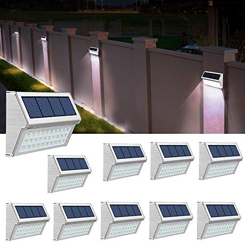 ROSHWEY Solar Deck Lights Outdoor, Waterproof Step Lamps Stainless Steel Bright 30...