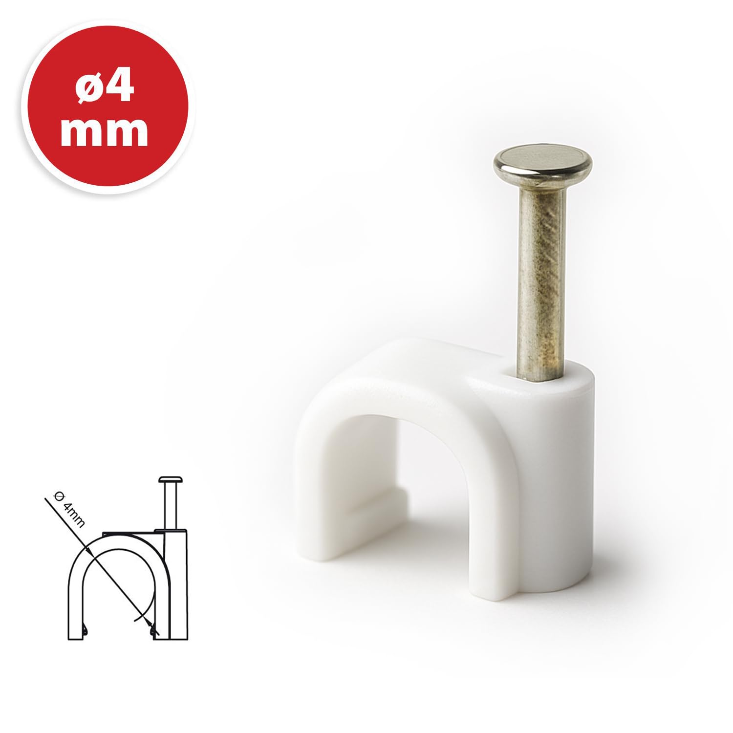 Velamp passacavo in plastica bianca 50 pezzi – diametro 4 mm² – copricavo tondo per pareti e mobili, facile da installare, robusto e discreto