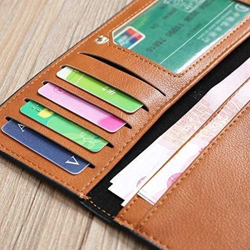 Leather Wallet Large Capacity Long Slim Purse Clutch Fashion Coin Pouch Vintage Thin Design for Girls Ladies Wallets, Bn, 9.5x19cm3