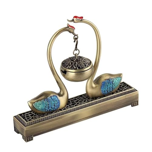 Swan Hanging Incense Holder Burner with Removable Ash Collector - Cone ncense Holder for Sticks, Brass Multi-Fuel for Yoga Meditation, Spiritual Studio Essentials, Zen Space Decorr