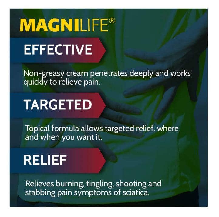Image of MagniLife Leg & Back Pain Relief Cream (4 oz, 2 Pack), Topical Support for Leg Pain & Lower Back Discomfort, Fast Absorbing, No Residue, Mild Scent, Massage-In Formula