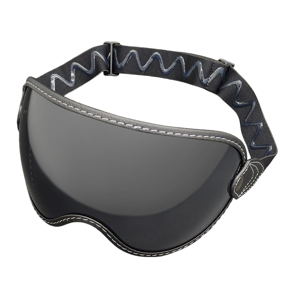Motociclo Visiera Universale for Casco Jet 3/4, con Lente a Bolla, Parabrezza for Moto, capacete, for da (Trasparente)(Deep Black)