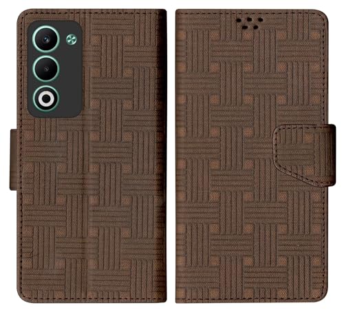Image of SBMS Flip Cover for Oppo K13x 5G / Oppo A5 5G 6.67 inch Back Cover Case with Magnatic Closure | Inbuilt Stand | Card & Money Pocket (Mat Brown)