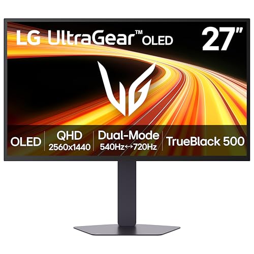 LG 27GX790B-B 27” Ultragear QHD (3440 x 1440) OLED Gaming Monitor, Dual Mode (QHD 540Hz/ HD 720Hz), 0.02ms, TrueBlack 500, NVIDIA G-Sync Compatible, AMD FreeSync Premium Pro, DP 2.1, USB-C, Black