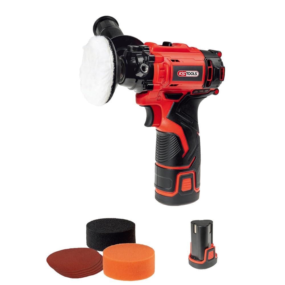 KS Tools 515.4760F, polisseuse sur batterie 12V, 2 vitesses, kit accessoires