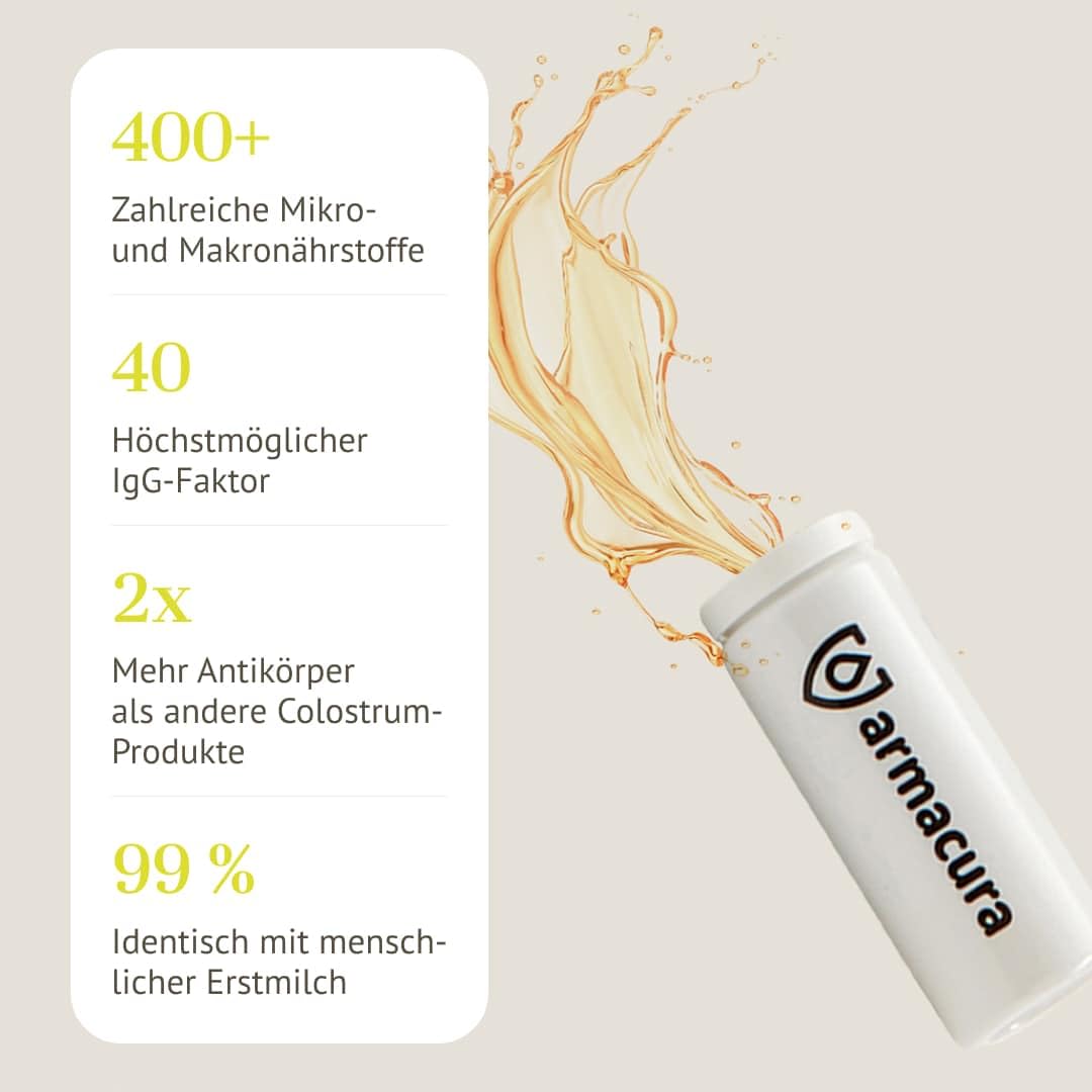 Colostrum Serum flüssig (30 x 6 ml) – Colostrum mit 200 mg IgG pro Ampulle (IgG-Faktor 40) und Lactoferrin – laktosefrei – 30 praktische Tagesportionen