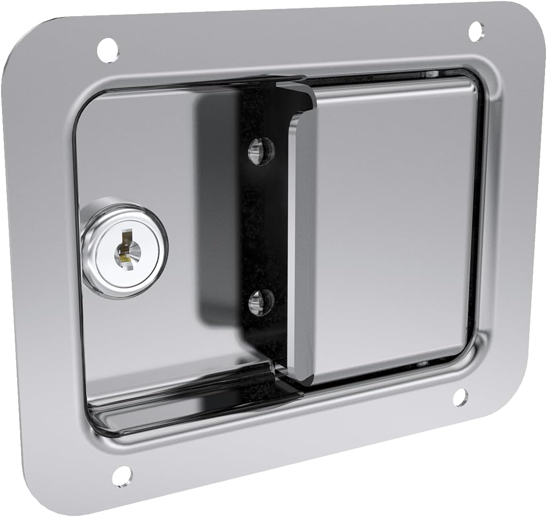 TCH Hardware - 4-1/4in x 5-1/2in Key Lockable Stainless Steel Paddle Slam Latch with CH501 Key - 556-2720805
