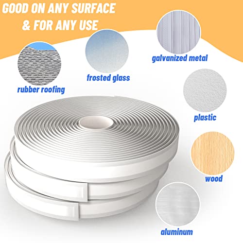 Image of 4 Pack Butyl Tape Bulk,1 /8 inch x 3 /4 inch x 30 ft, White Butyl Sealant Tape, Butyl Rubber Caulk Tape, Perfect Butyl Tape RV Window Sealant Tape, Roof Caulk Tape, Butyl Rubber Roll, EPDM Rubbers Roof Patching