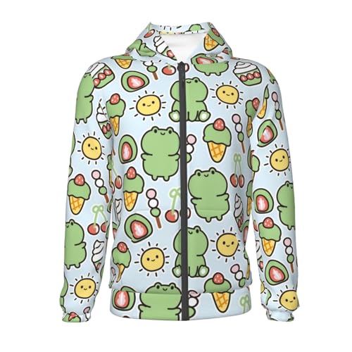 Cute Frog and Dessert Kids Pullover Hoodies Boys Zip Up Sweatshirts Girls Athletic Clothes with Pocket2