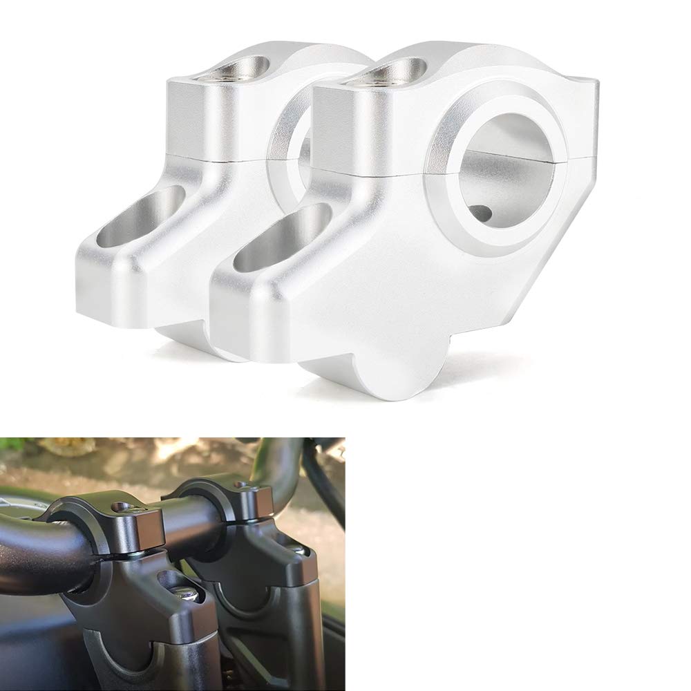 Xitomer 7/8" 22mm Motorcycle ATV Dirt Bike Motocross Handlebar Risers With Clamps, Fit for Honda NC750S /VTR 1000F, Kawasaki Z800/ KX100, Suzuki DRZ 400/S/V-Strom (Matte silver)