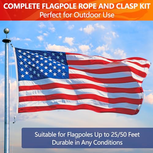 Drisse en nylon de 0,6 cm robuste pour mât de drapeau extérieur - 8