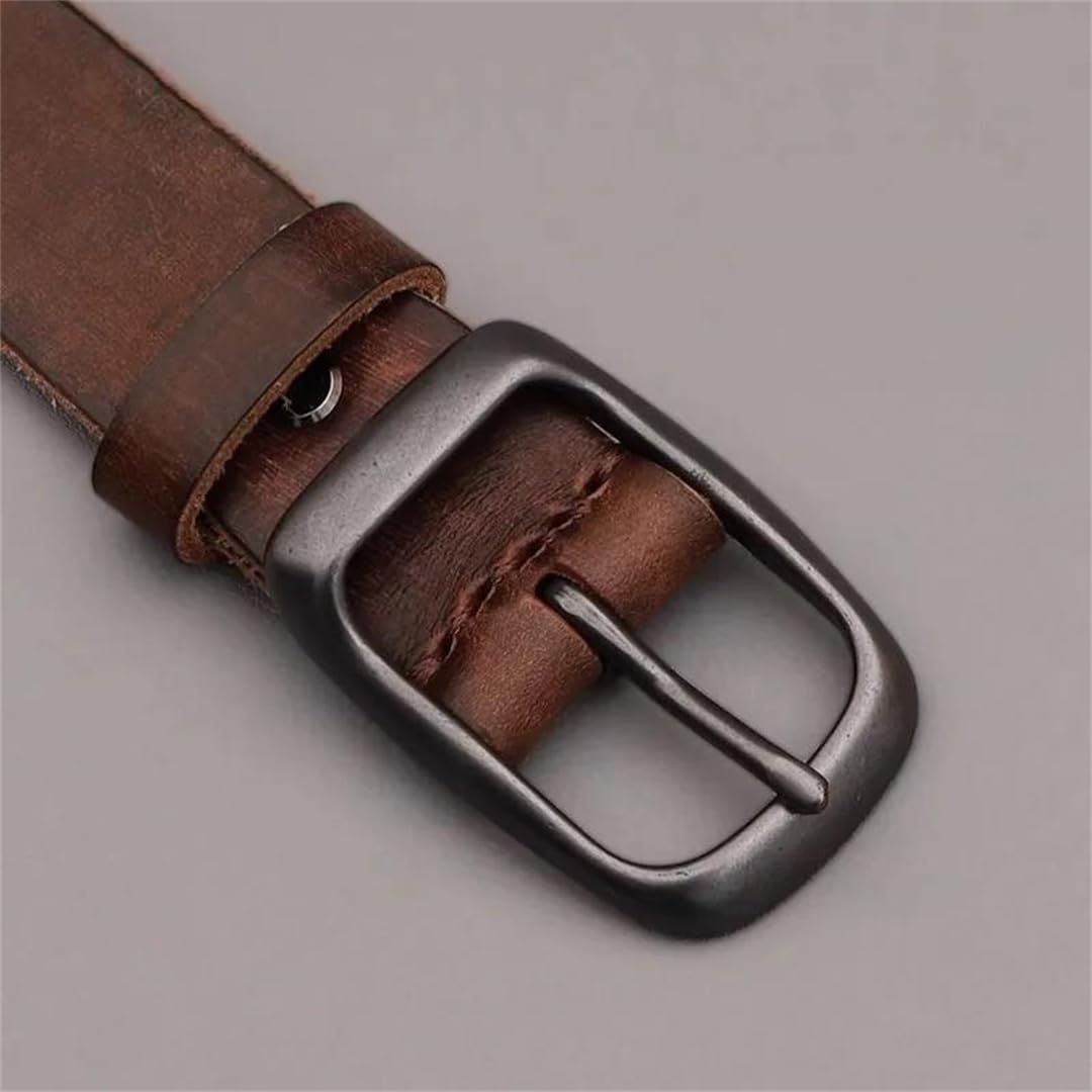 Yeuyyben Cinturón de piel auténtica para hombre con hebilla de metal, accesorio de moda casual para negocios