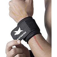 SUPRBIRD 2 Piezas Muñequeras Deportivas, Muñequeras Cross-fit Hombre y Mujer para Levantar de Pesas, Gym, Padel, Tenis, Flexiones, Tendinitis, Ortesis de Mano