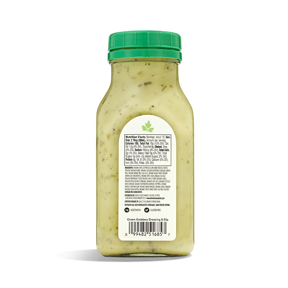 Amazon.com: 365 By Whole Foods Market, Organic Green Goddess Dressing, 12  Fl Oz : Grocery & Gourmet Food