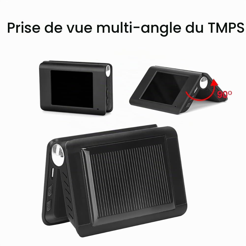 Système de surveillance de la pression des pneus de voiture, connexion sans fil Riloer TPMS, avec 4 capteurs externes, grand écran LCD, alimentation solaire et port USB