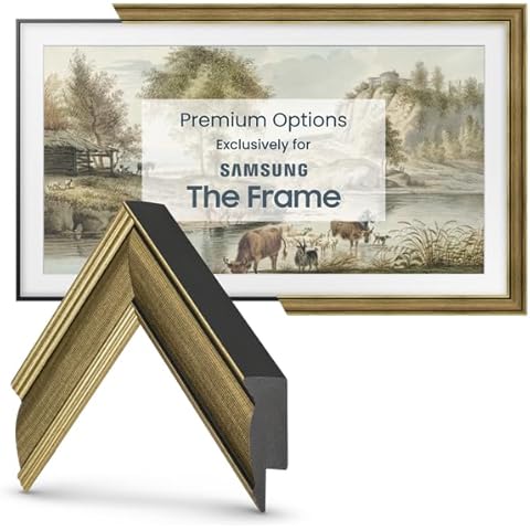 Deco TV Frames - Industrial Brass Slim Frame Compatible ONLY with Samsung The Frame TV (55", Fits 2021-2025 Frame TV) Cover