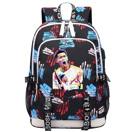 FANSIVERS Mochila esportiva multifuncional de futebol B-ellingham para viagem, laptop, bolsa para fãs de futebol para homens e mulheres, Multicolorido - 3, One Size, Esportivo
