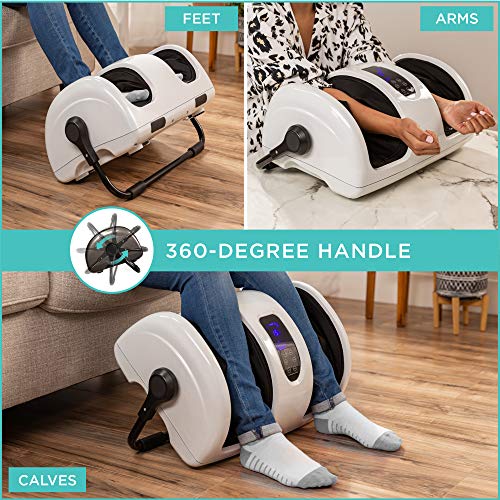 Image of Best Choice Products Shiatsu Foot Massager with Heat for Plantar Fasciitis & Neuropathy, Kneading Foot & Calf Massager with Remote, 360 Adjustable Handle, Rolling & Compression Massage - White