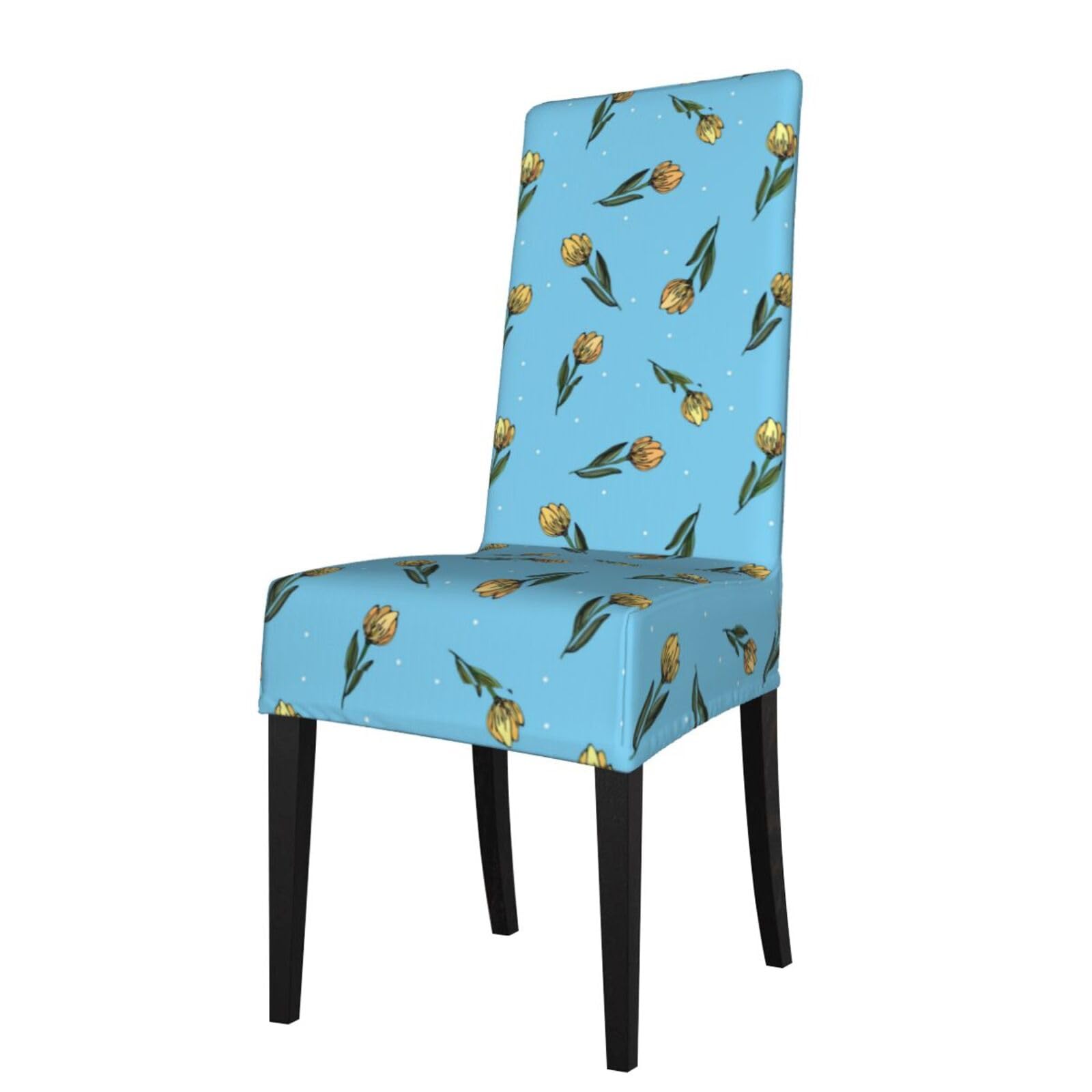 LKYMOH Hand Drawn Yellow Tulips, Chair Covers Stretch Chair Slipcovers for Dining Room, for Party Pet Protection Universal Fit Soft Polyester