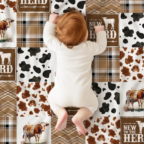Image of Western Baby Blanket, Cowboy Minky Blankets for Boys Girls, Nursery Room Decor, Soft Warm Lightweight Nursery Bed Blanket for Newborn Toddlers Son Daughter (04)