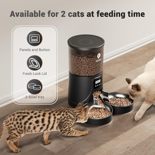 Automatic Cat Feeder for 2 Cats - 16 Cups/4L Timed Auto Pet Feeder with Portion Control (1-6 Meals), Dual Power& Easy to Clean for Indoor Cats & Small Dogs - Image 5