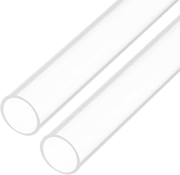 12" Clear Plastic Rigid Pipe 10mm x 12mm3/8" x 1/2" Acrylic Tube Round Polycarbonate Tubing, [for Plumbing, Hydraulics, Aquarium, DIY] - 2Pcs