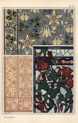 Tableau impressions d'art mural de fleur columbine vintage pour salon