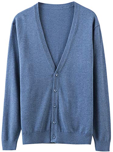 chouyatou Men's Casual V Neck Button Front Lightweight Knitted Outwear Cardigan Sweater