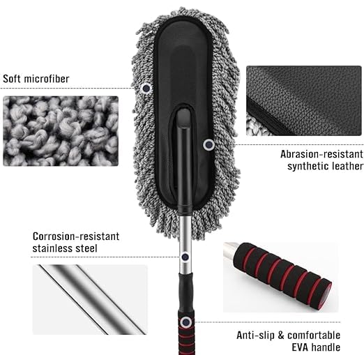 Image of AutokraftZ Microfiber Flexible Duster for Car Wash | Scratch & Lint-Free Auto Detailing Tool | Expandable Handle, 2X Better Cleaning | Multi-Purpose Wet & Dry Cleaning for Cars, Home, and Kitchen