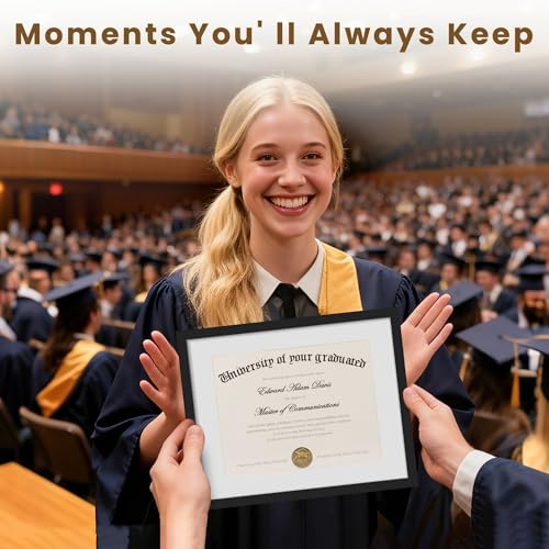 Image of upsimples Diploma Frame with 8.5x11, 11x14 Degree frames, Black 2 Pack | Showcases Diploma, Certificate and Document, Wall or Tabletop Decor for Dorm or Office, Graduation Gift