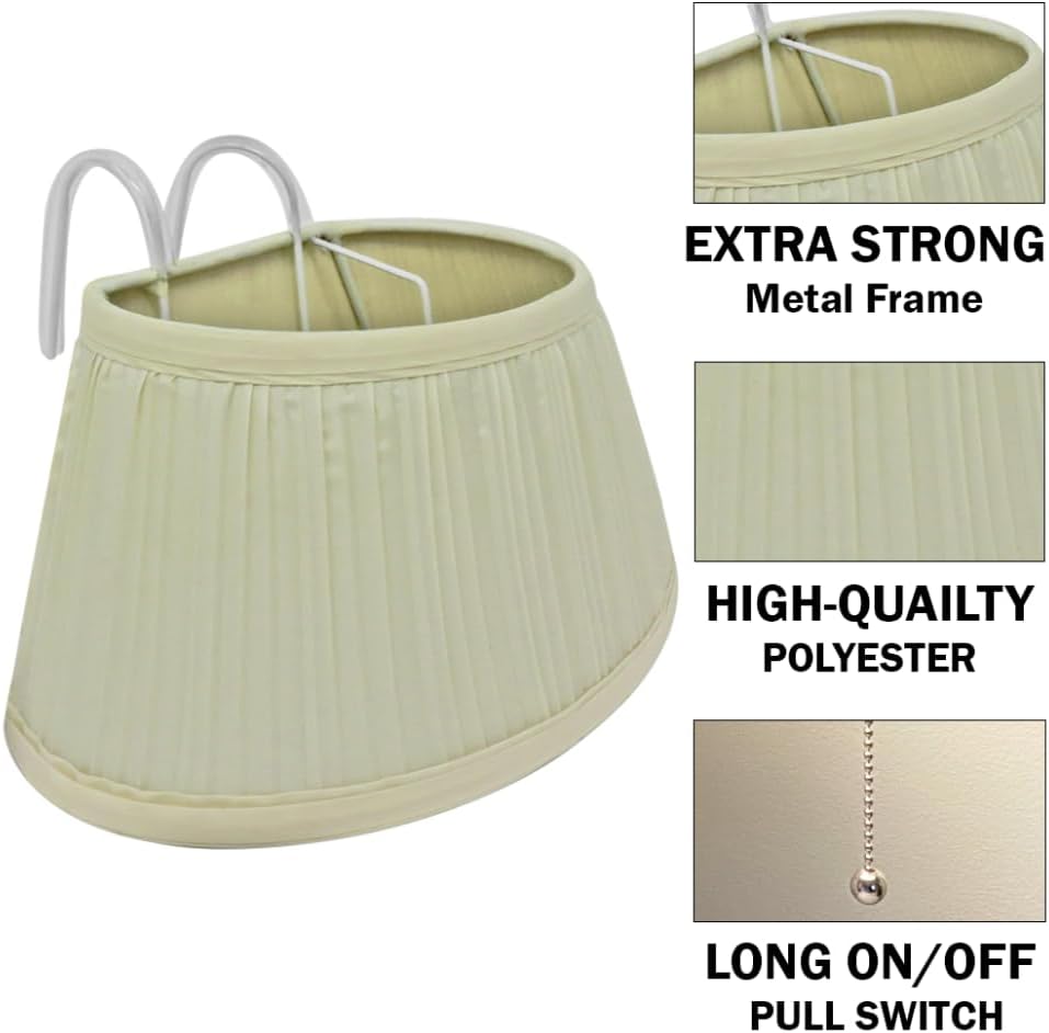 Evelots Bed Headboard Reading Lamp Book Light-Soft Fabric Shade-Easy ON/Off Pull Cord