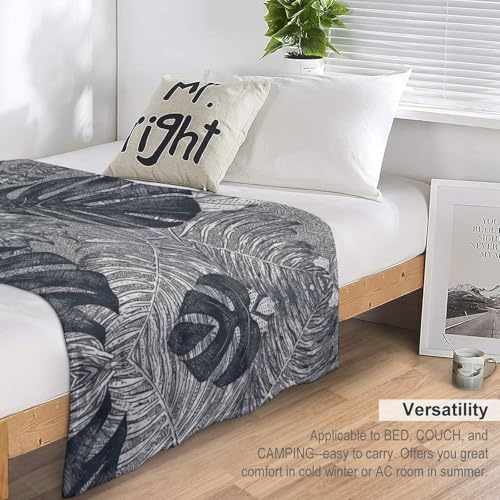 Couverture super douce flanelle Monstera cadeau cocooning plaid canapé - 5